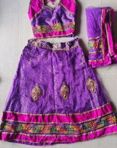 Radha Garba (Purple) Lehenga Choli Kids