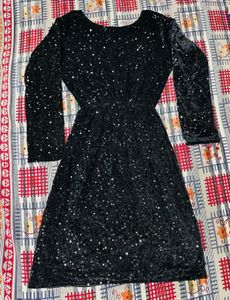 Sparkling Black Velvet Party Dress