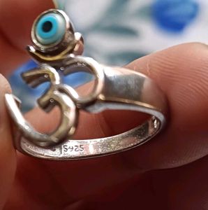 Evil Eye Om pure 925 silver ring