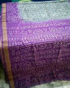 Brand New Bandhani cotton silk saree set