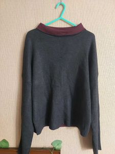 Maroon/Grey Long Sleeve Reversible Top