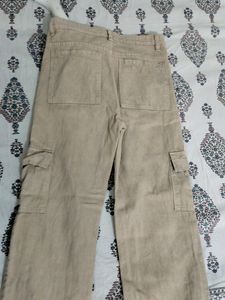 Cream Colour Cargo Pant For Women