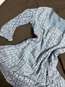 Light Blue Eyelet Top worn once