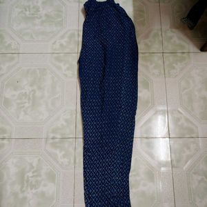Navy Blue Embroidered Kurti Pant Dupatta Set