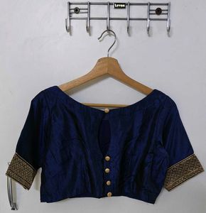 Elegant Blue Embroidered Silk Saree