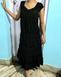 Black Cottagecore Dress