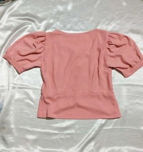Cute Pink Puff Sleeve Top