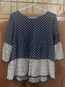 Fame Forever Ink Blue Floral Print Top