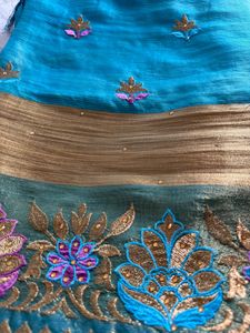 Teal Embroidered Saree