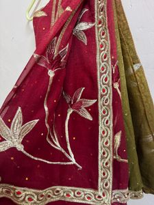 Double Colour Thread Work Saree