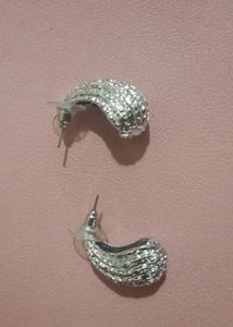 Textured Silver Hoop Earrings