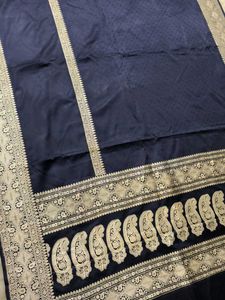 Elegant Navy Blue Banarasi Silk Saree