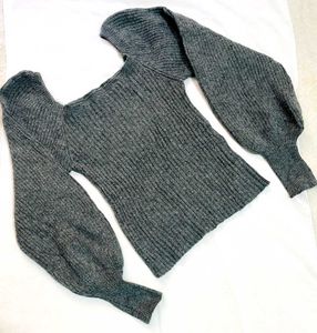 🎁Buy2 Get2 Free Balloon Sleeve Ribbed Knit Top ()