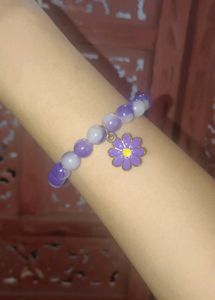 PURPLE FLOWER MARBLE BEADS