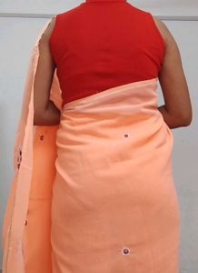 Peach Georgette Saree with Embroidery
