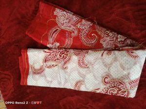 Red &amp; White Combination Saree ❤️