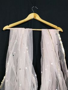 Light Pink Printed Netted Dupatta (Women)