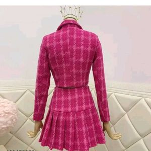 Pink Plaid Skirt And Top Co-ord Set