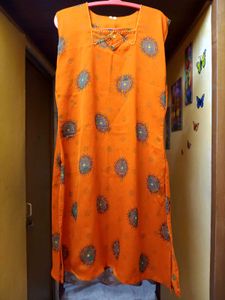 Fanta Orange Xxl Kurti With Linning