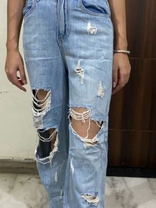 Ripped Wide-Leg Jeans