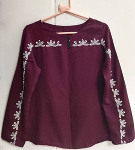 Burgundy Floral Blouse