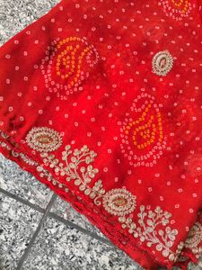 Red Embroidered Dupatta