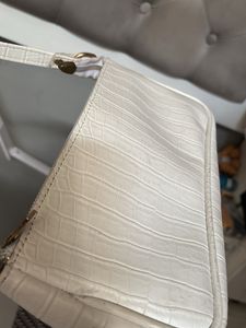 White Croc Embossed Shoulder Bag