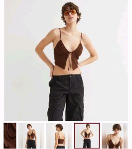 H&amp;M Front Tie Detail Crop Top