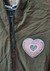 Olive Green Kids Hooded Shirt