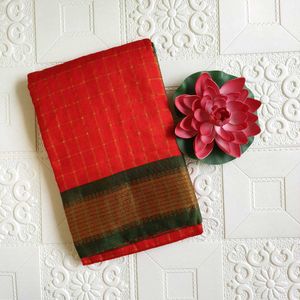 Elegant Red Cotton Saree