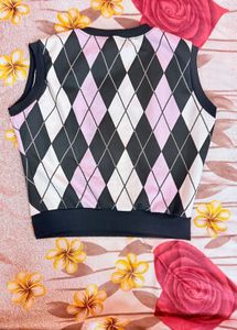 Argyle Print Top