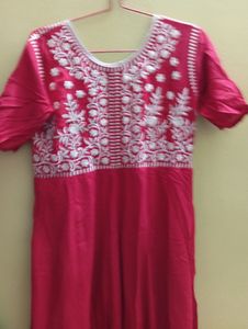 Beautiful Red And White Combination Kurti