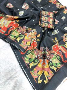 Elegant Black Art  kamalkari Saree
