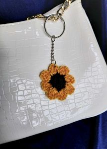 Crochet sunflower keychain and bag charm