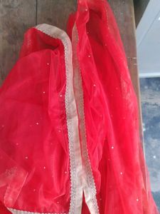 Red Net Dupatta