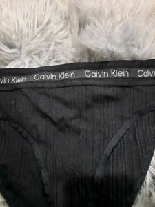 Calvin Klein Black Ribbed Thong
