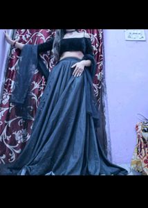 Black Lehenga Choli With Dupatta For Girls