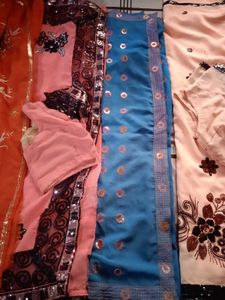 Combo Of 5 Beautiful Sarees With 2 Blouse