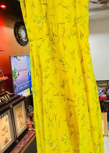 Yellow Floral Fit &amp; Flare Dress