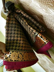 Beautiful Red &amp; Black Cotton Saree🌹🖤