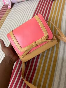 Cute Pink &amp; Tan Bow Accent Backpack