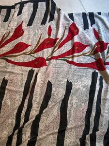 White Black And Red Chiffon Saree