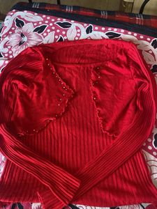 Red Knit Top with Bolero
