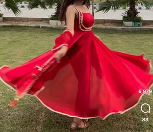 Elegant Red Anarkali Dress