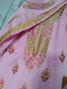 Elegant Pink Embroidered Suit