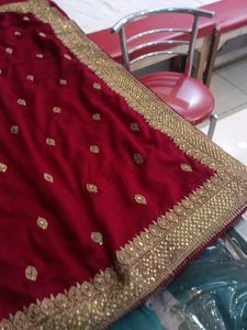Red &amp; Gold Embroidered Saree