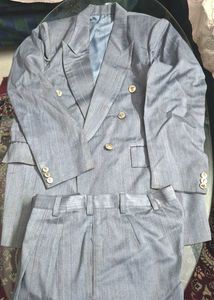 Men's Off White, brown, gray Striped Suit Set