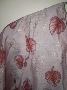 Leaf Print Button-Down Short Kurta