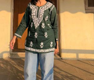 Modal Chikankari Short Kurti Top