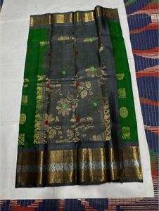 Green & Grey Pure Kanchipuram Silk Saree